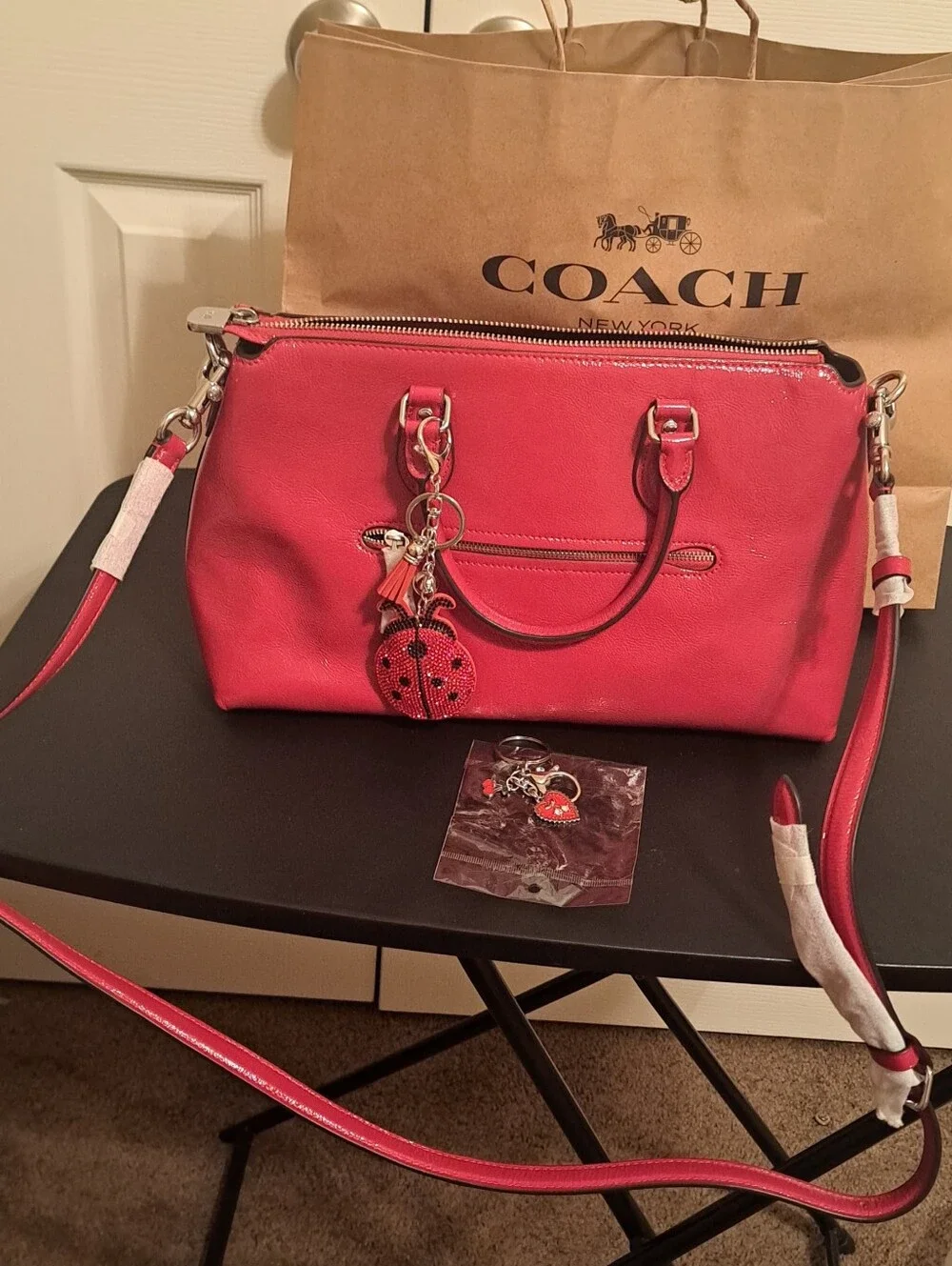Coach Crinkle Crossbody Bag NWOT 2 charms